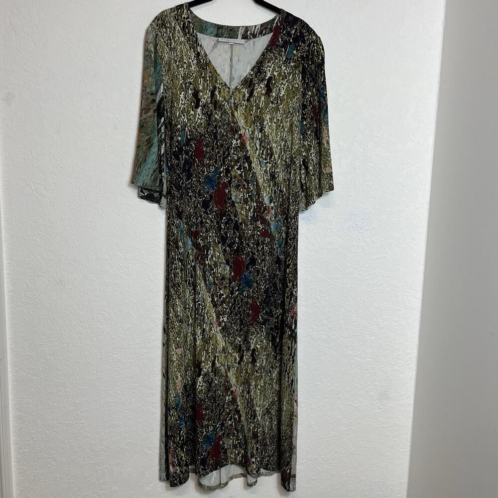 bryn walker Liliana Aquario print Dress V-Neck Multicolor Half Sleeve Size XS